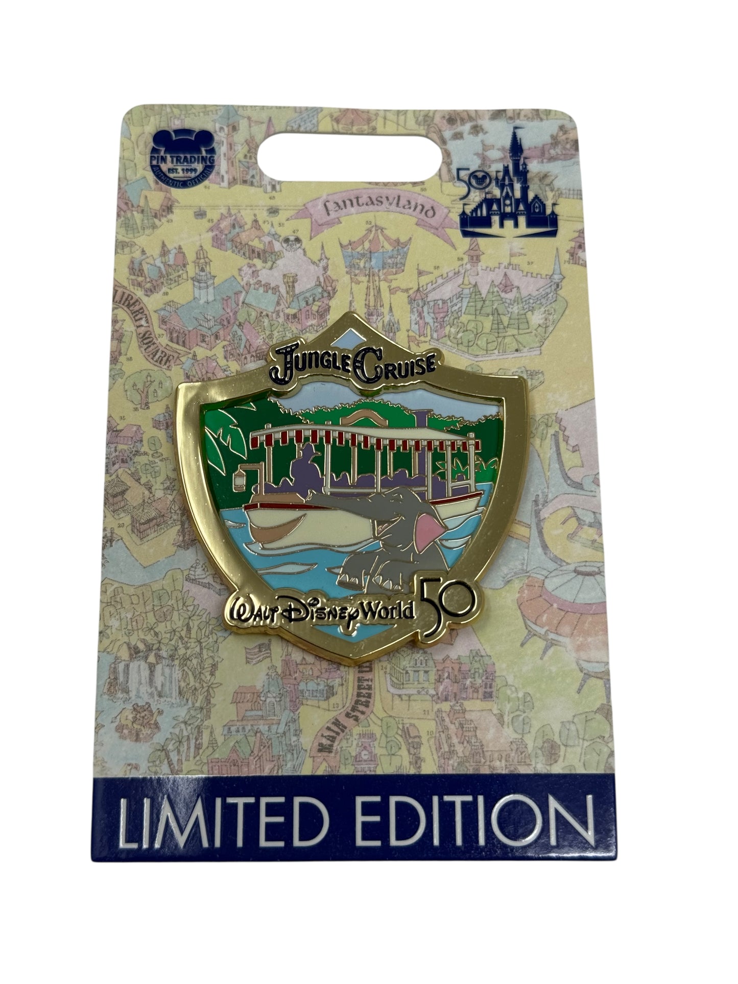 Disney World 50th Anniversary Attraction Crest Pin - Jungle Cruise LE