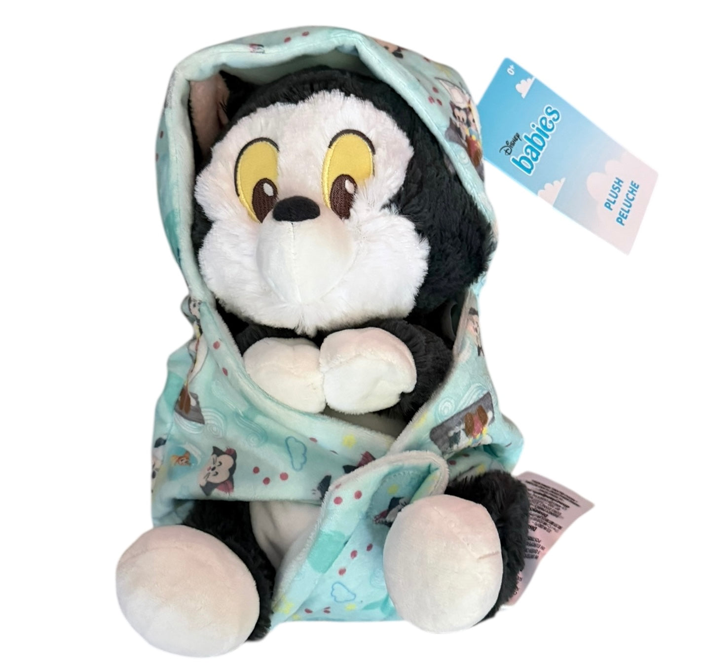 Disney Babies Plush Figaro Cat in Pouch Blanket