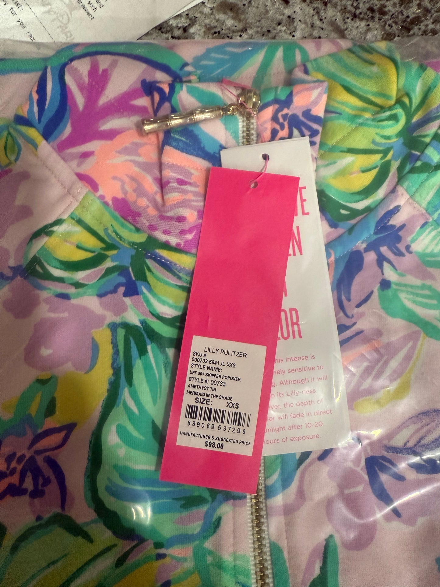 Lilly Pulitzer Mermaid in the Shade Skipper Popover XXS-Amethyst Tint