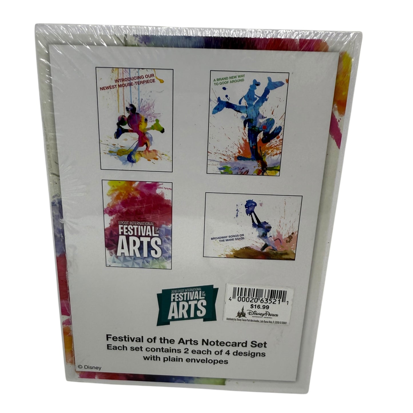 Disney Epcot Festival of Arts Notecards-Mickey, Goofy, Lion King