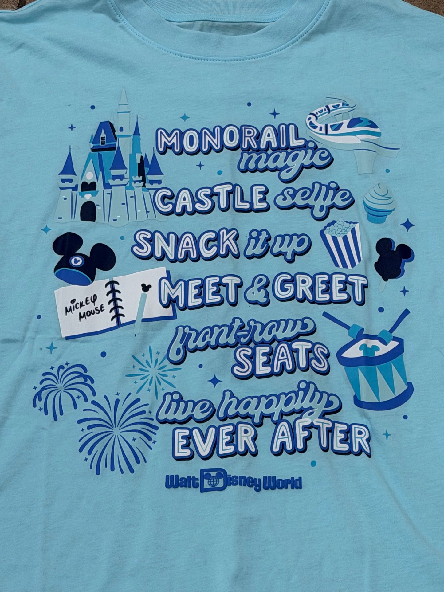 Walt Disney World Shirt-Happily Ever After-Monorail, Snack, Caste