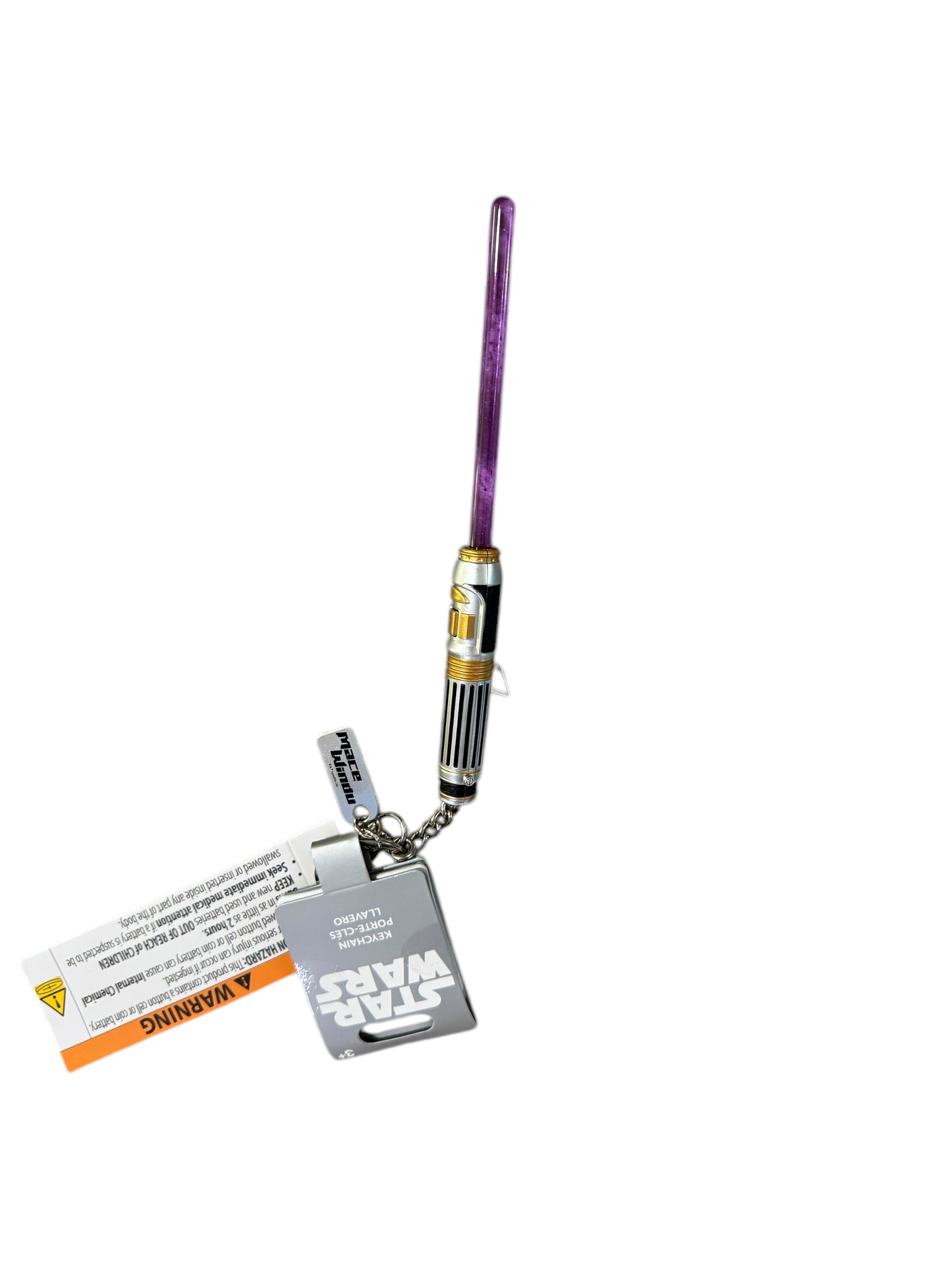 Disney Star Wars Mace Windu Lightsaber Keychain-Light Up-Purple