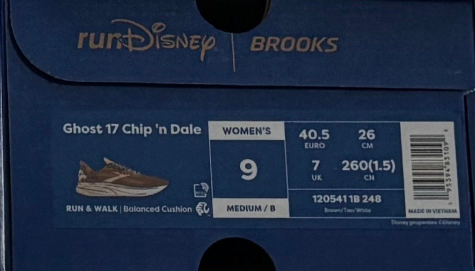 2026 RunDisney WDW Marathon Brooks Ghost 17 Chip n’ Dale Women’s Size 9
