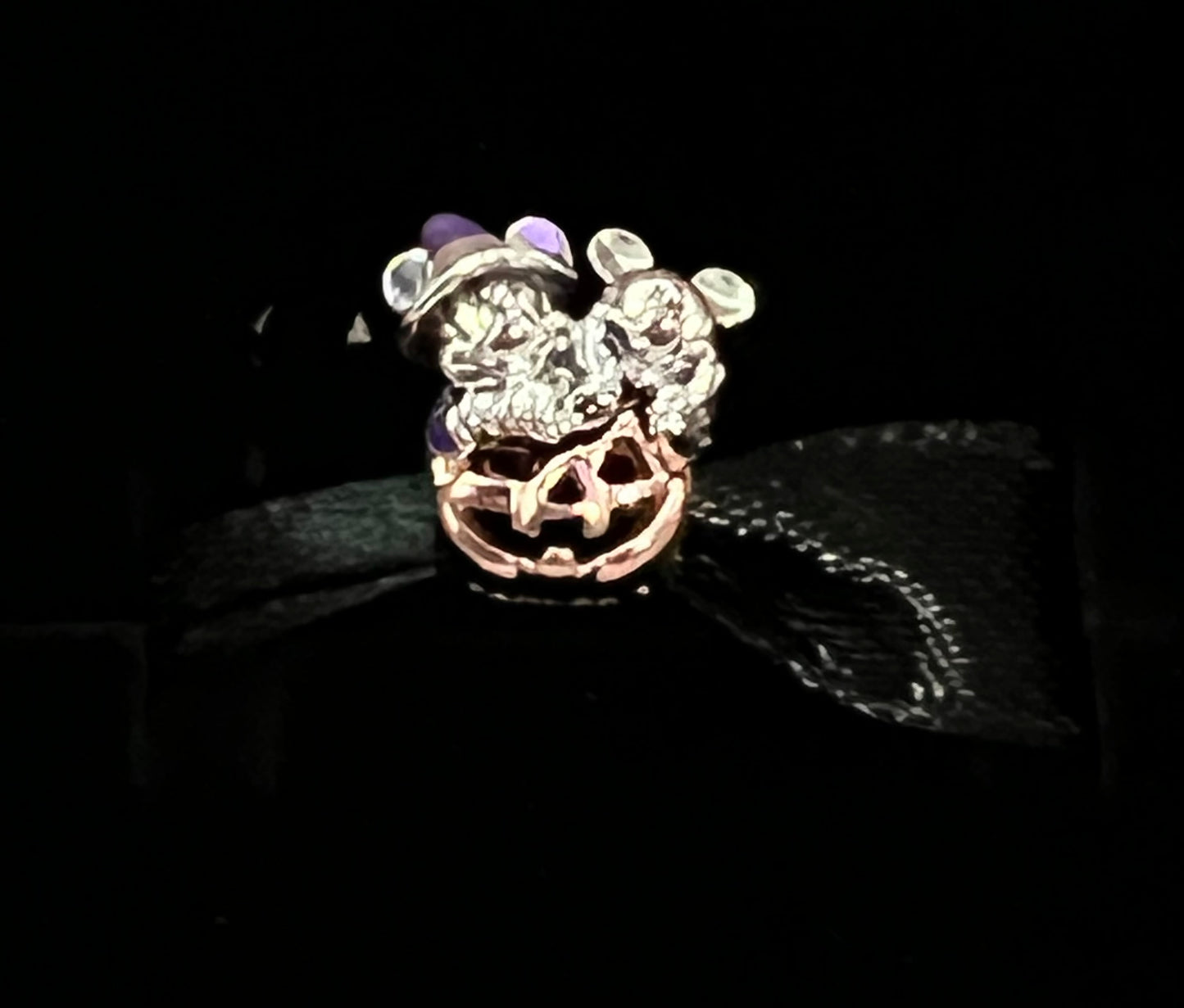 Disney Parks Minnie & Mickey Pumpkin Pandora Charm Rose Gold