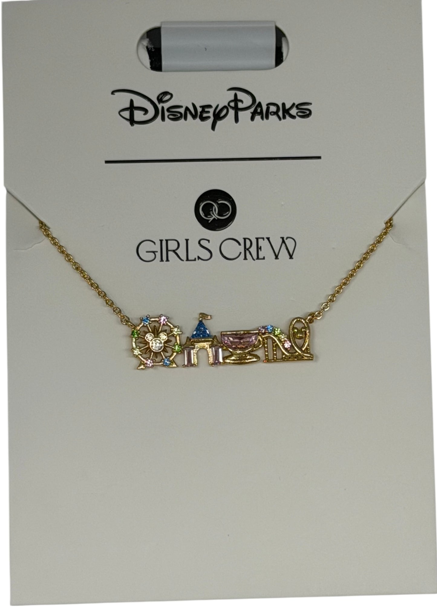 Disneyland Icons Necklace Girls Crew-Castle, Wheel, California Adventure