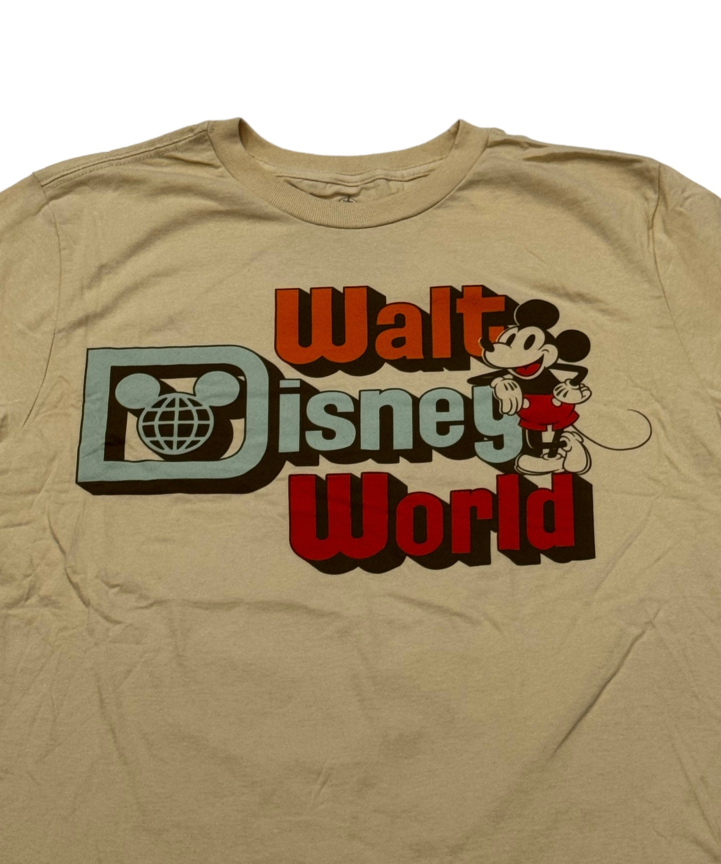 Walt Disney World Retro Mickey Logo Tan Shirt Large