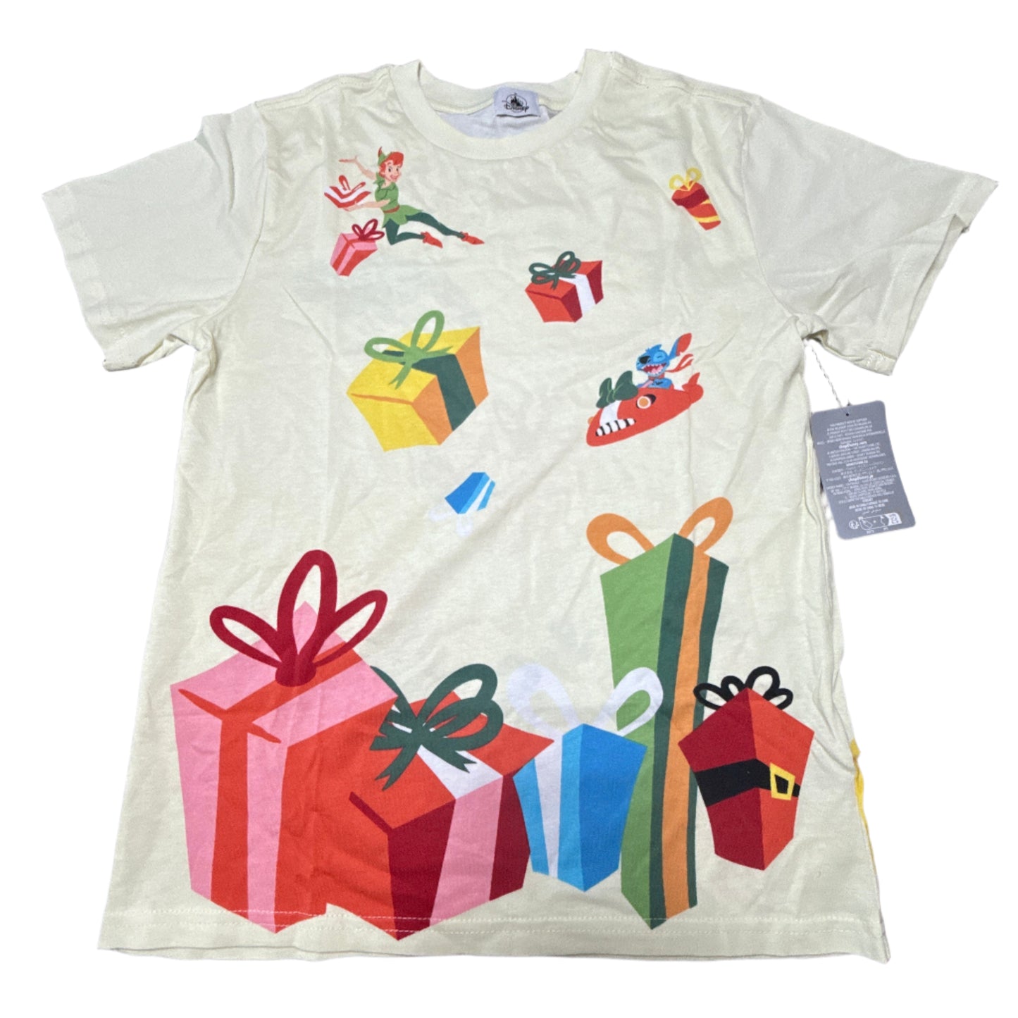 Disney Christmas Presents Shirt Kids XL - Peter Pan, Stitch, Genie
