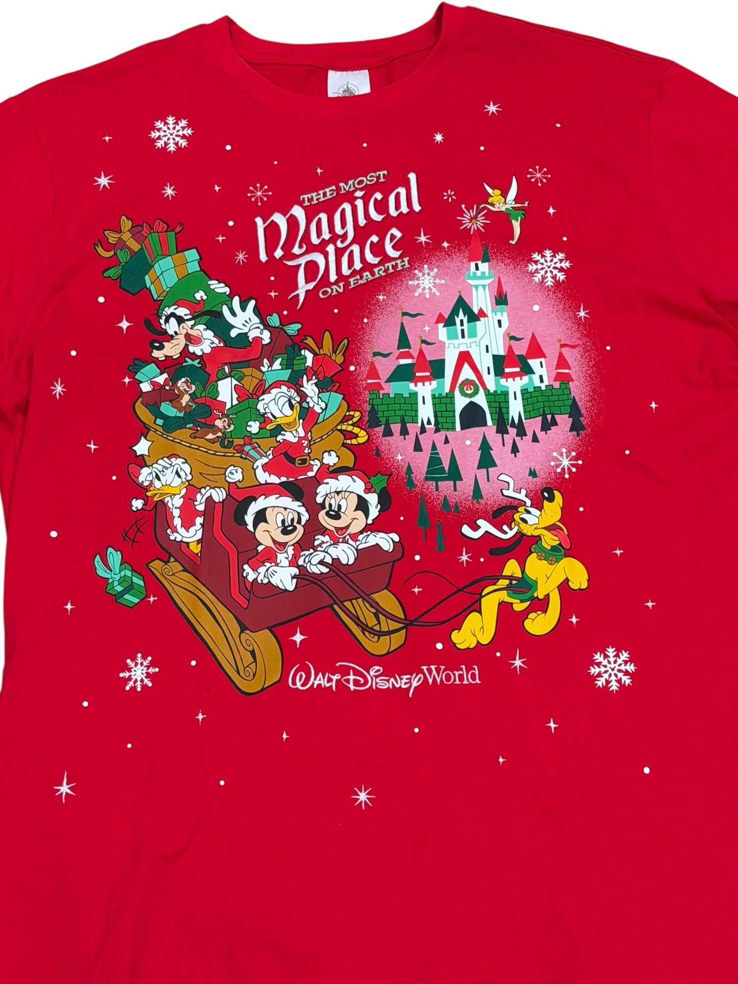 Walt Disney World Mickey & Friends Castle Shirt Holiday Christmas Large