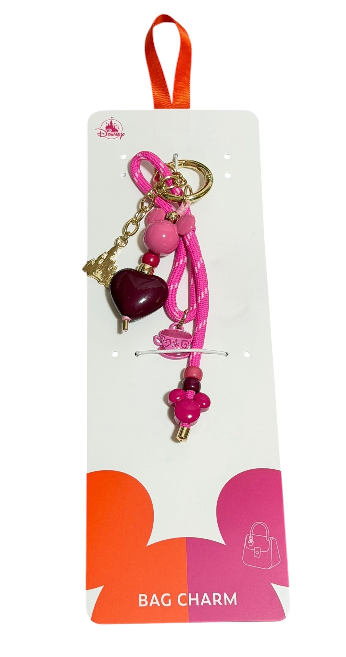 Disney Color Block Bag Charm Clip-Pink Mickey Castle