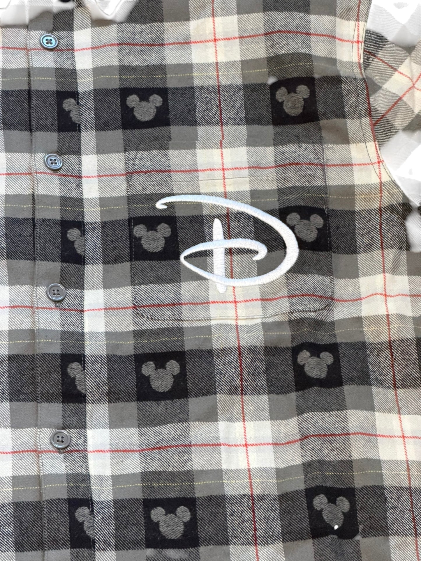 Walt Disney World Mickey Plaid Flannel Shirt Black/White