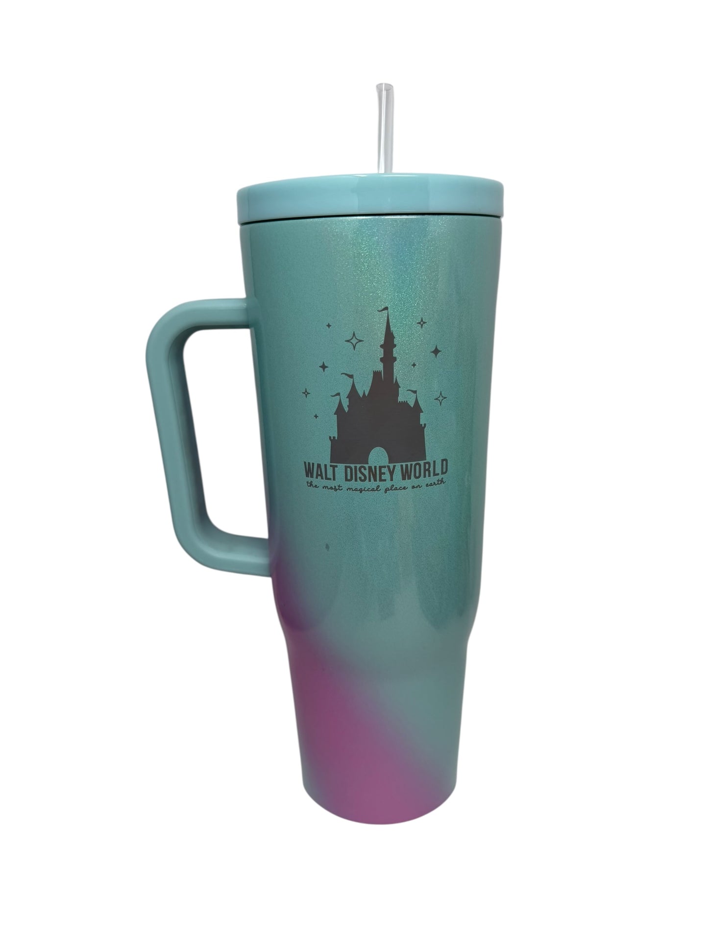Walt Disney World Castle Corkcicle Tumbler with Straw 40oz-Retired Blue Handle