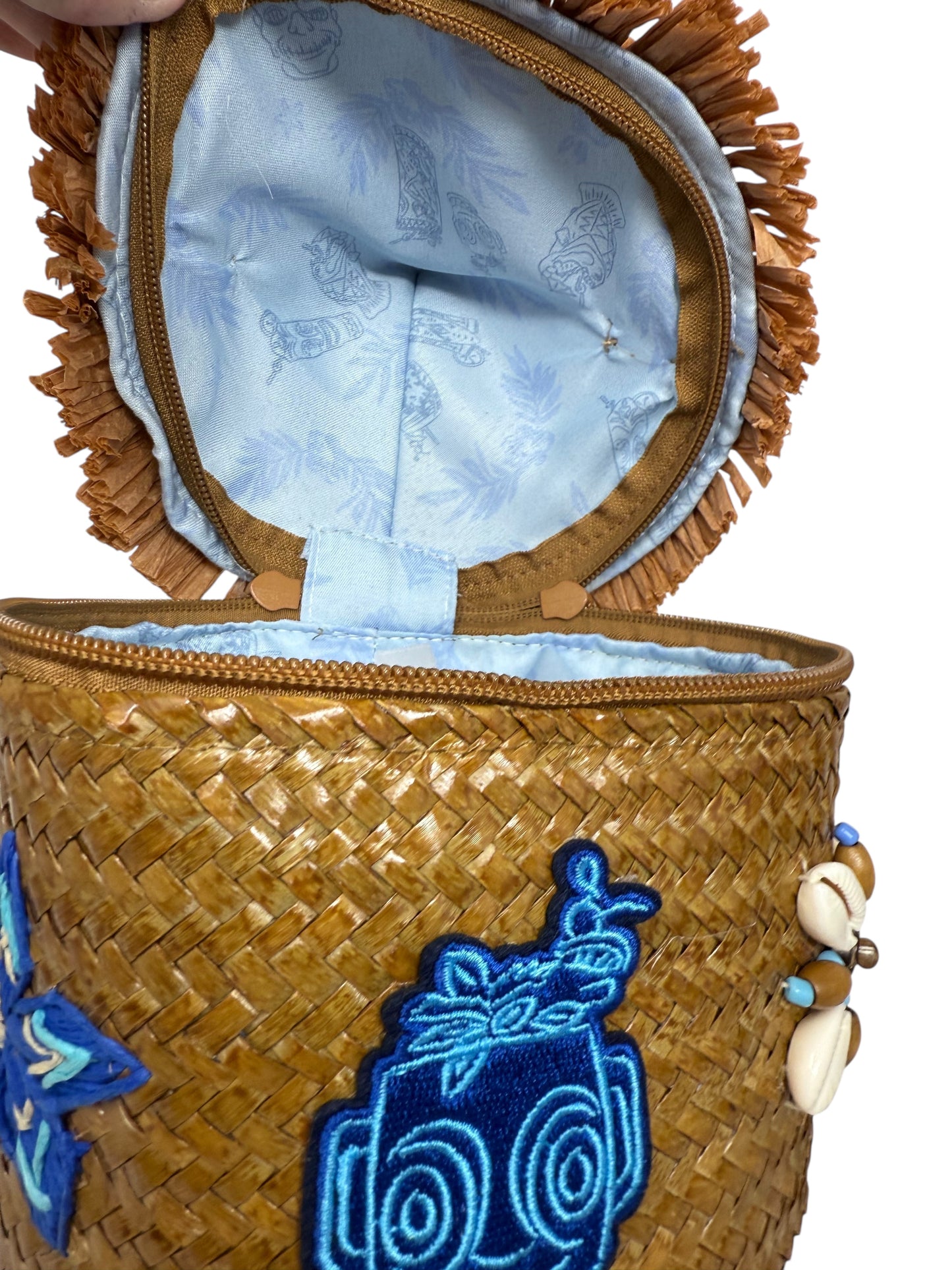 Disney Polynesian Village Trader Sam’s Tiki Straw Hut Purse-Blue