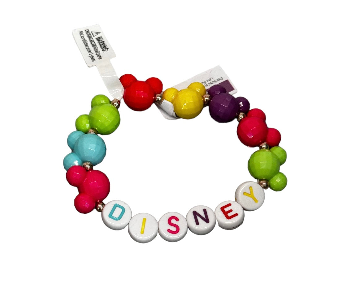 Disney Parks Colorful Mickey Rainbow Bead Stretchy Bracelet