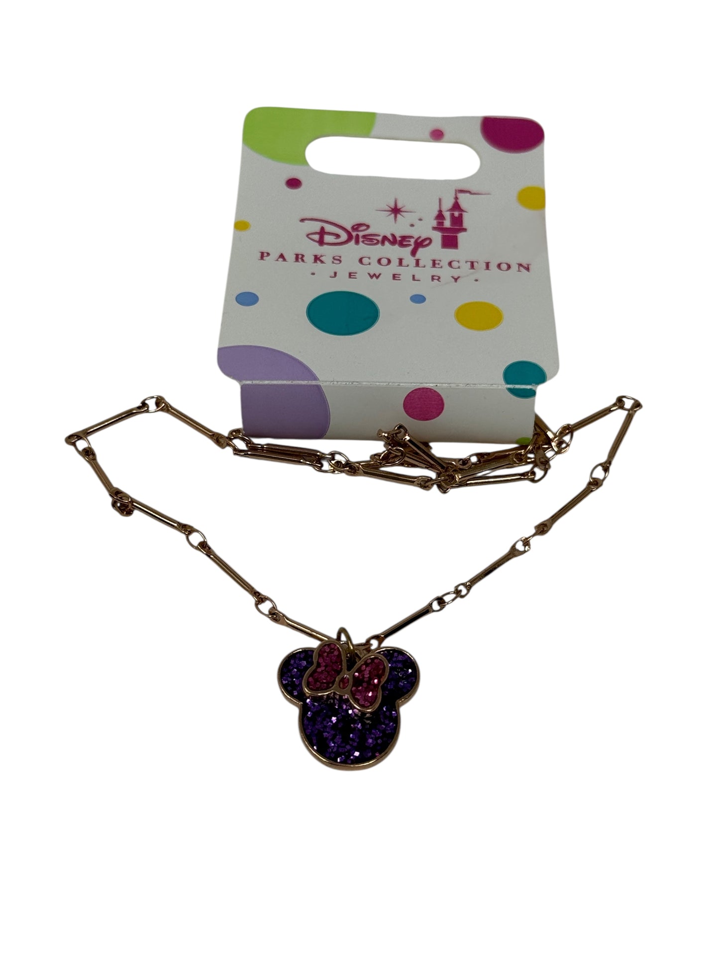 Disney Parks Minnie Necklace Purple/Pink Rose Gold