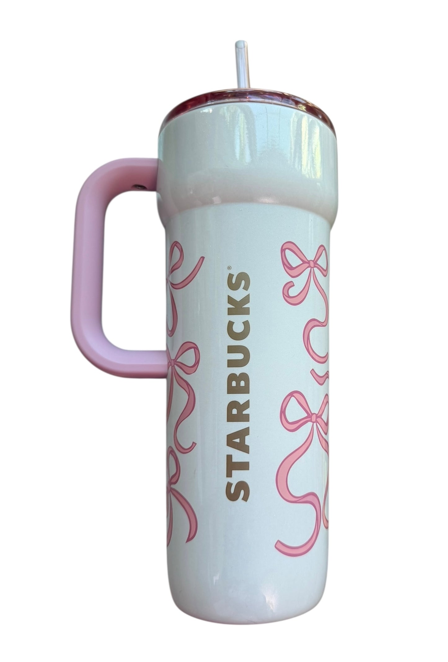 Disney Parks Castle Pink Bows Starbucks Tumbler Stainless 30oz.