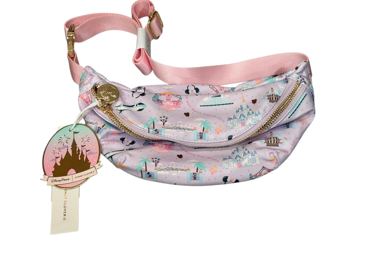Walt Disney World Mini Fanny Pack Belt Bag Stoney Clover Lane Castle pink