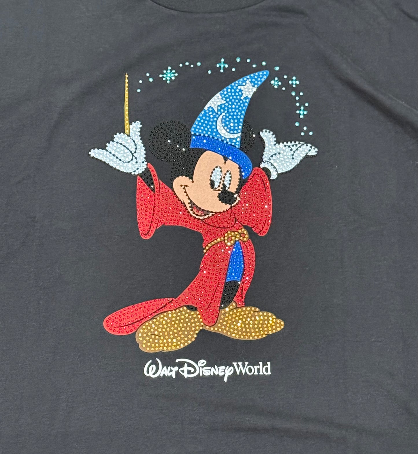 Walt Disney World Rhinestone Sorcerer Mickey Ladies Shirt Fantasia