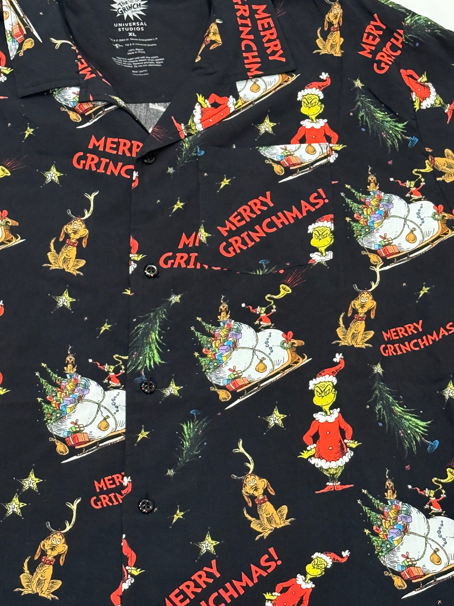 Universal Studios Merry Grinchmas Button Shirt