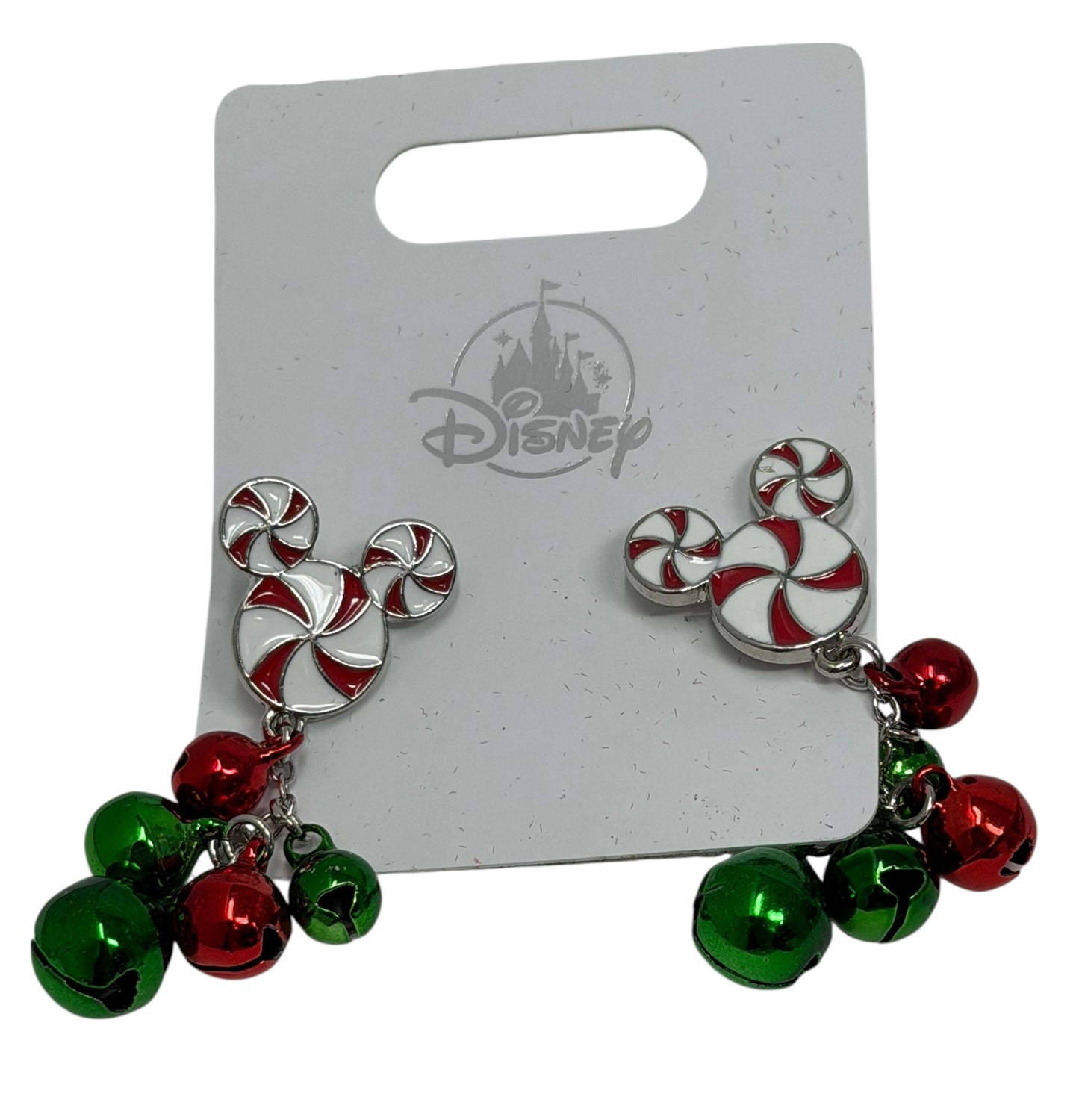 Disney Parks Mickey Peppermint Jingle Bells Earrings