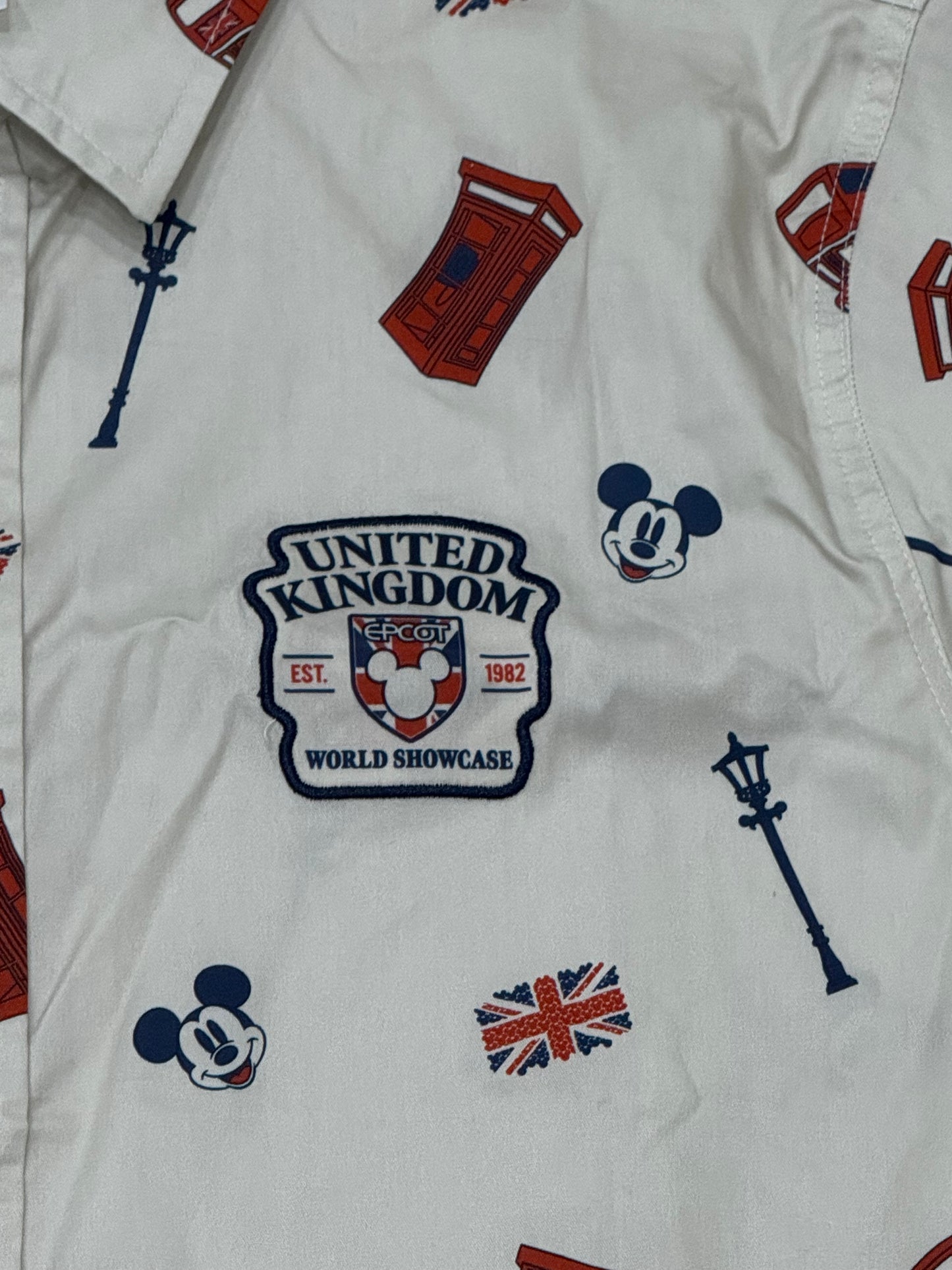 Disney Epcot United Kingdom Mickey Woven Button Shirt-UK