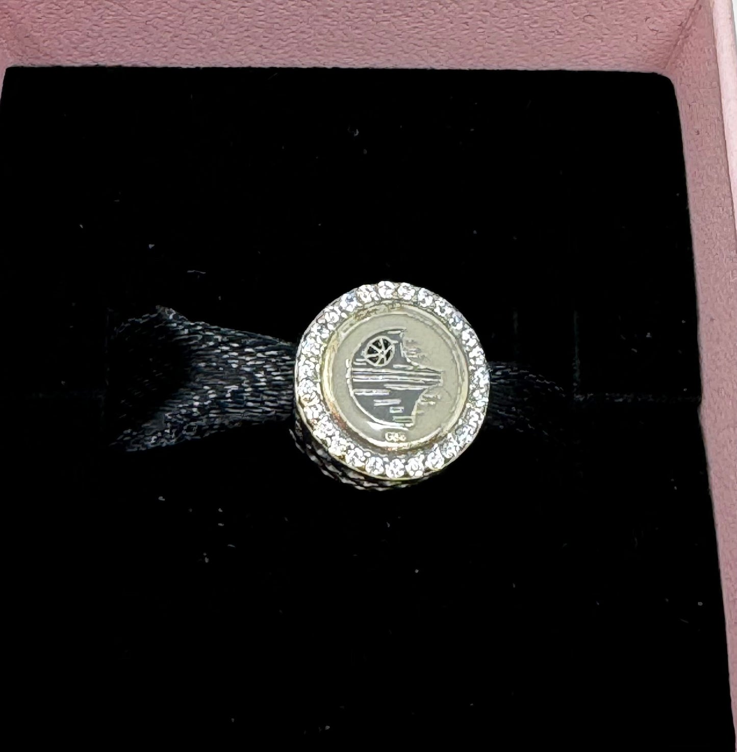 Disney Star Wars Millennium Falcon Death Star Pandora Bead Charm-Retired