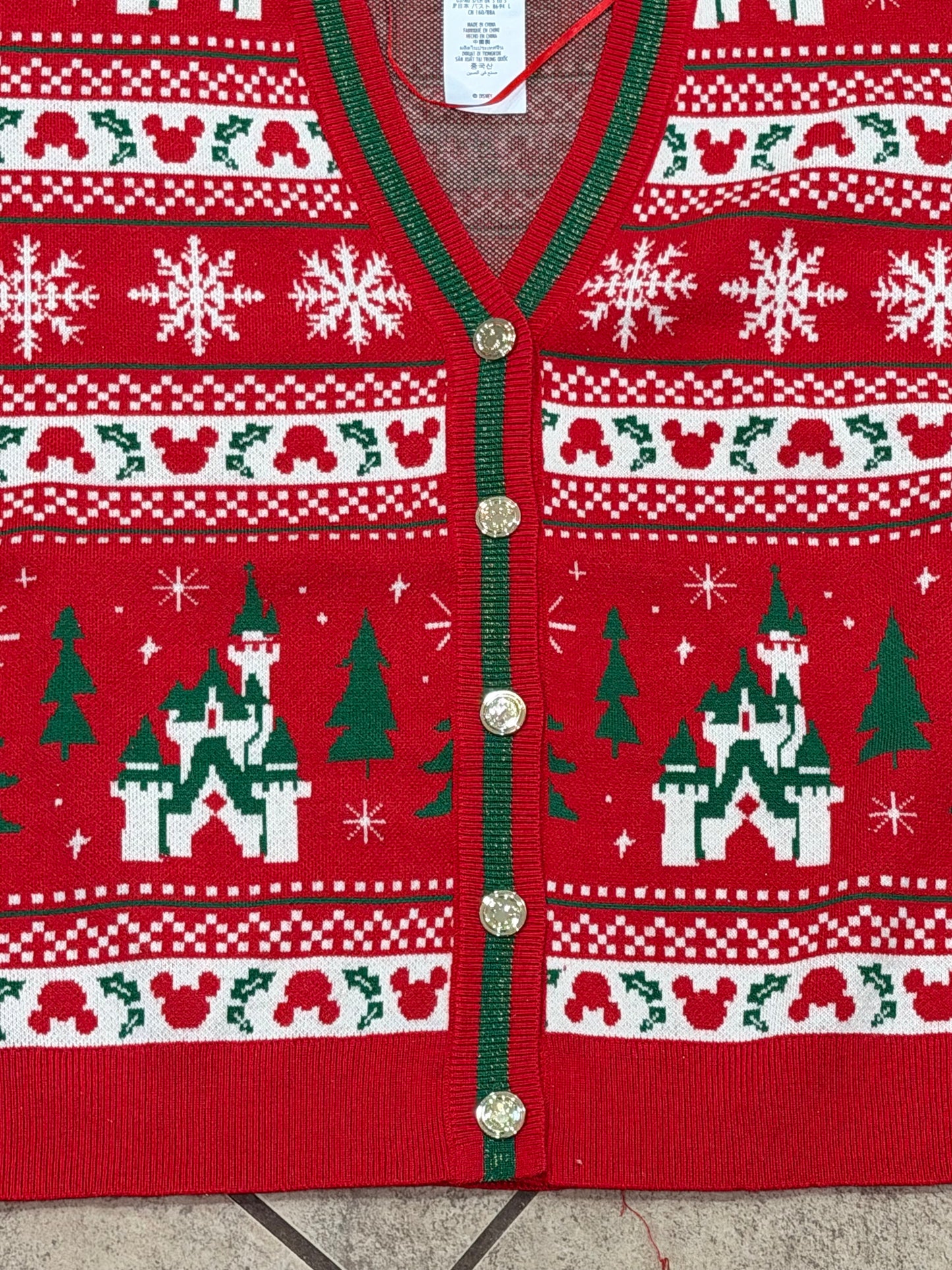 Disney Parks Mickey Castle Cardigan Button Sweater