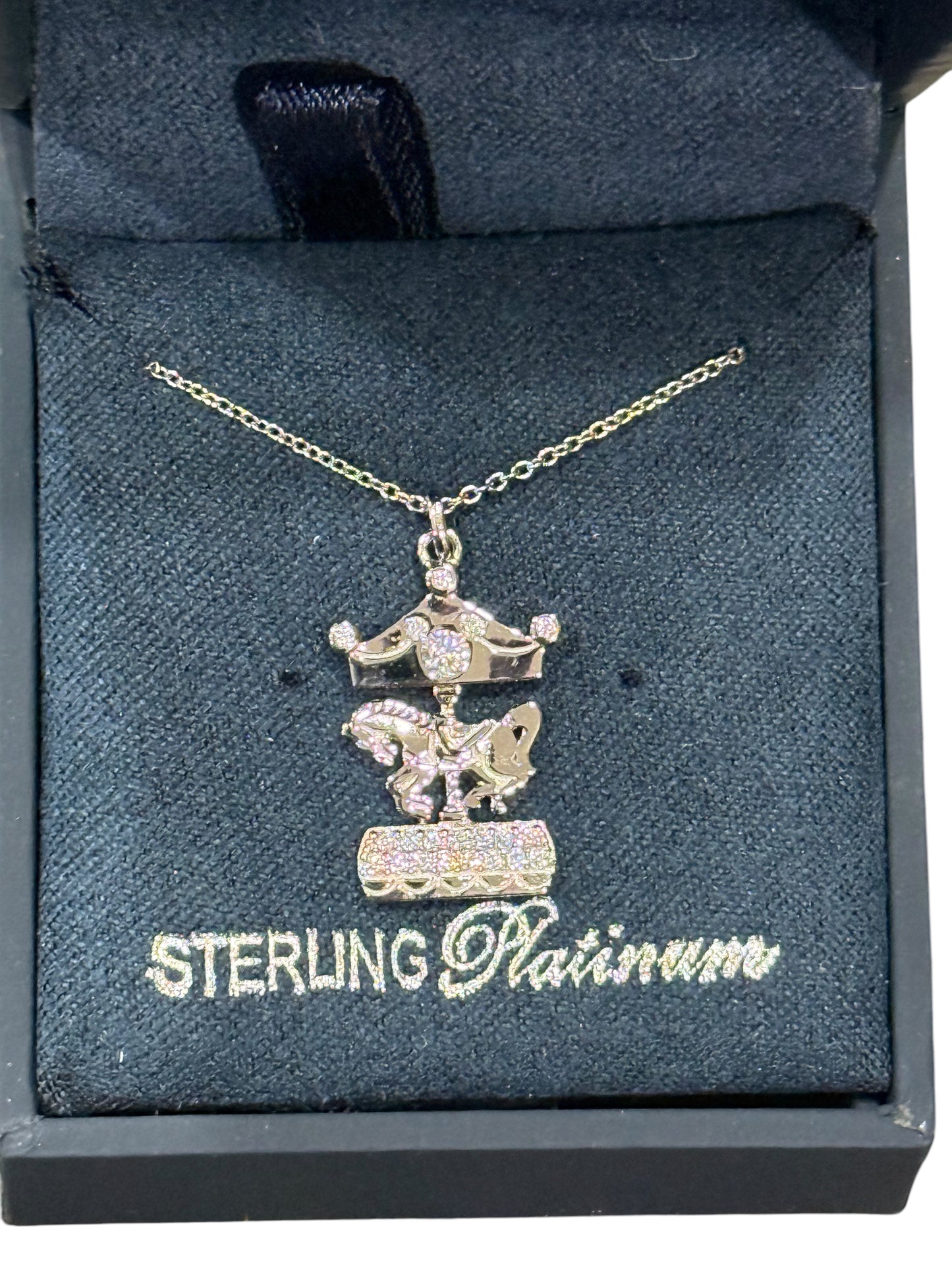 Disney Crislu Carousel Horse Necklace-Signed