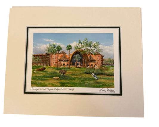 Disney Matted Print 8x10 - Animal Kingdom Lodge Konami Village Larry Dotson