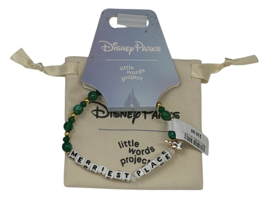 Disney Parks Castle Merriest Place Little Words Project Bracelet Bangle-Holiday Christmas