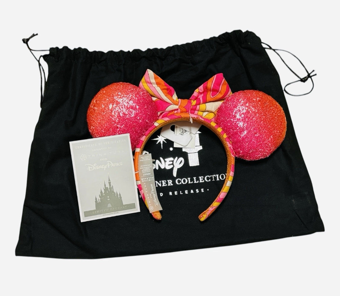 Disney Parks Trina Turk Minnie Ears Headband with Bag and COA Rare Limited