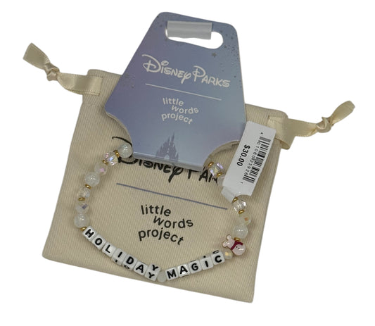 Disney Parks Holiday Magic Mickey Snowman Little Words Project Bracelet Bangle-Holiday Christmas
