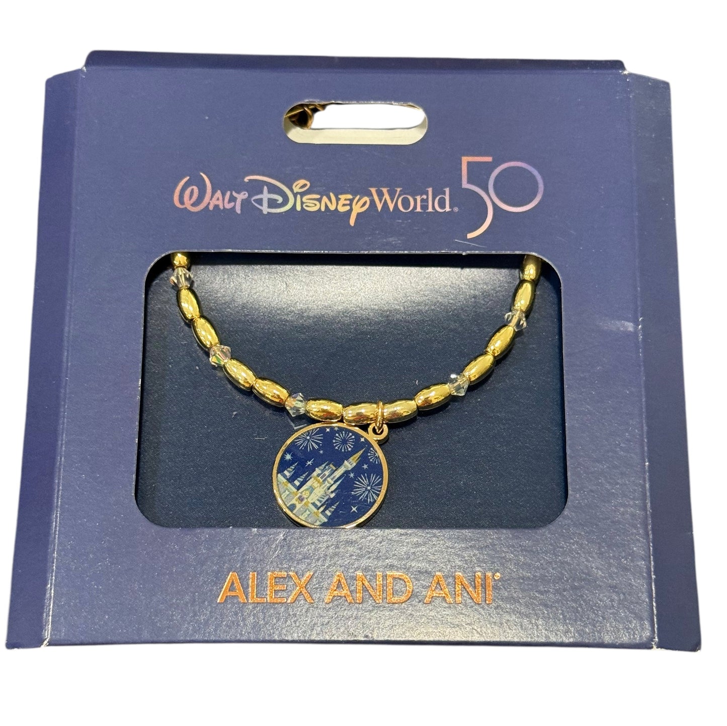 Walt Disney World 50th Anniversary Castle Alex & Ani Beaded Bracelet Bangle