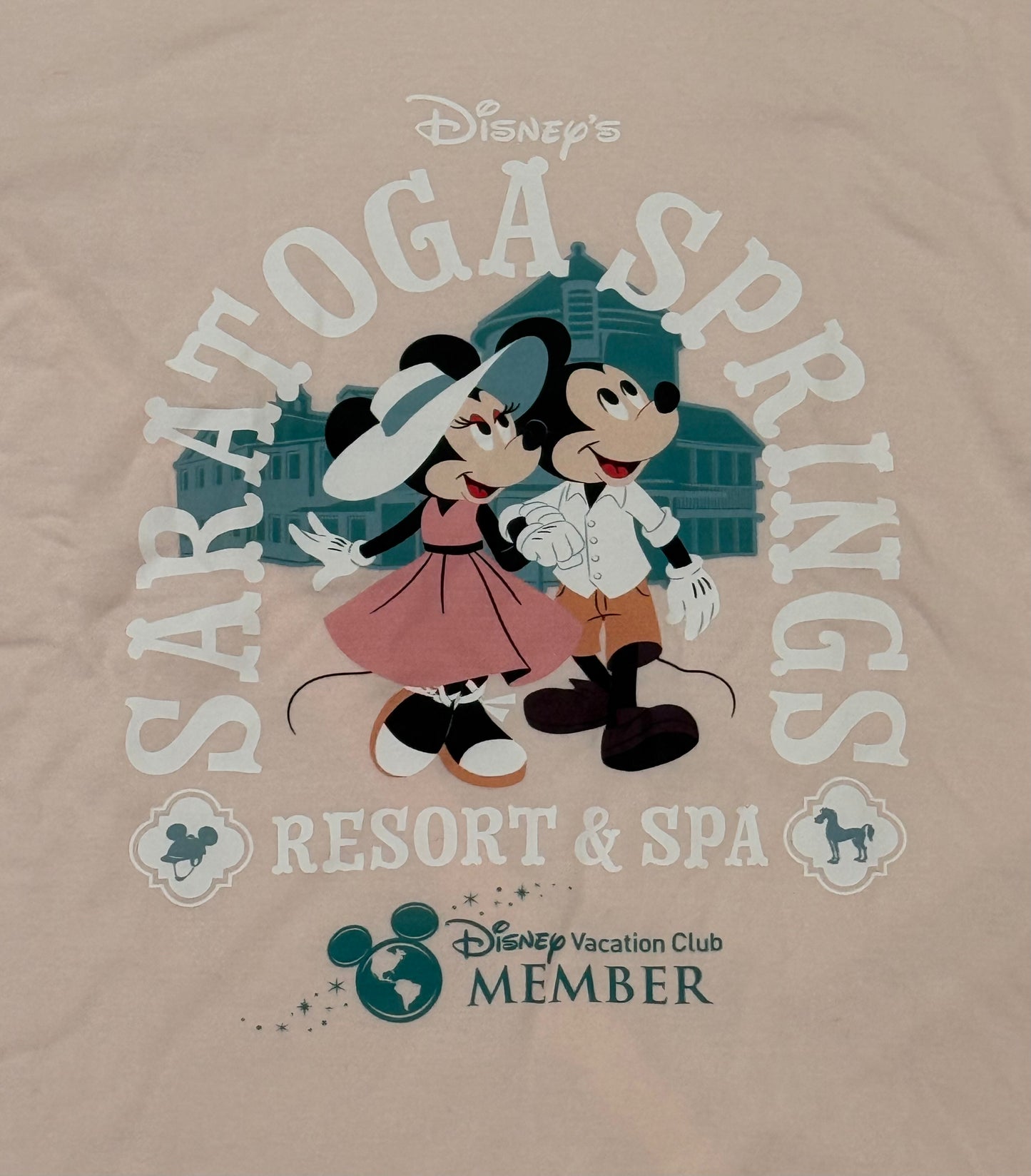 Disney Vacation Member DVC Saratoga Springs Mickey & Minnie Ladies Shirt-Pink