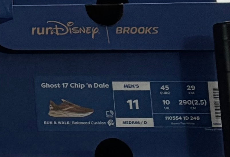 2026 RunDisney WDW Marathon Brooks Ghost 17 Chip n’ Dale Men’s Size 11