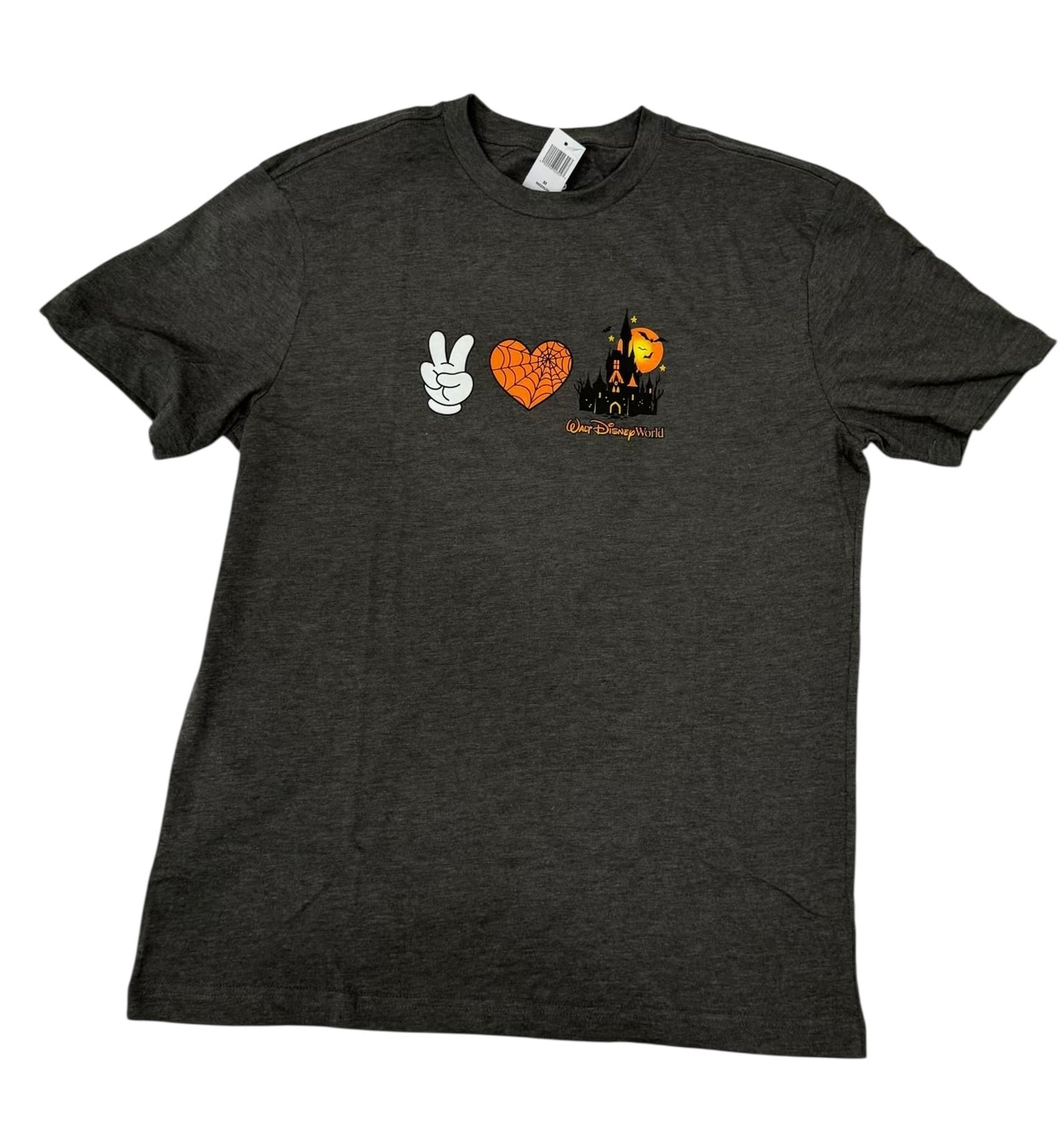 Walt Disney World Castle Halloween Shirt-Mickey Peace Sign Spiderweb Heart