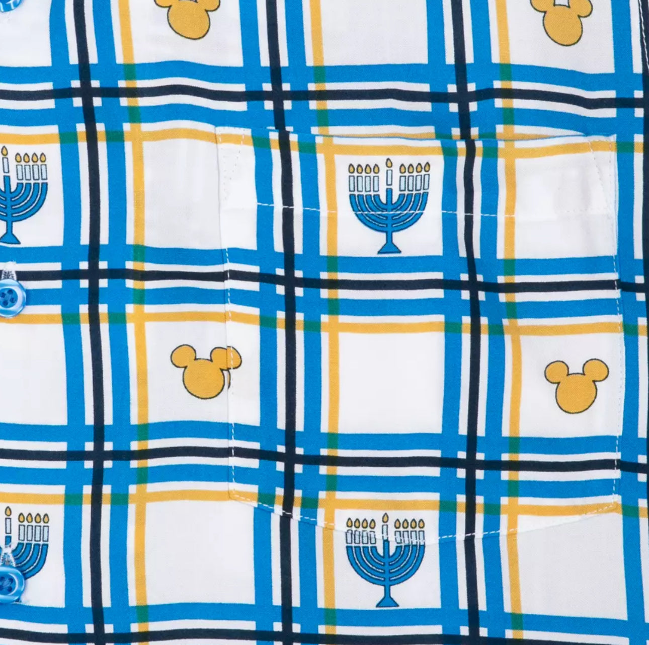 Disney Mickey Icon Hanukkah Woven Button Camp Shirt