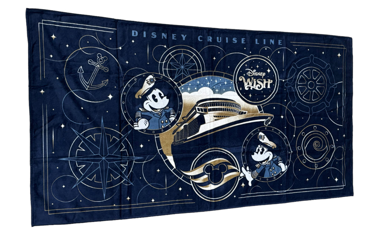 Disney Cruise Line Wish Captain Mickey & Minnie Beach Towel