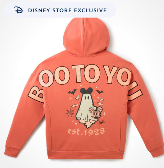 Disney Store Exclusive Boo To You Mickey Ghost Zip Hoodie