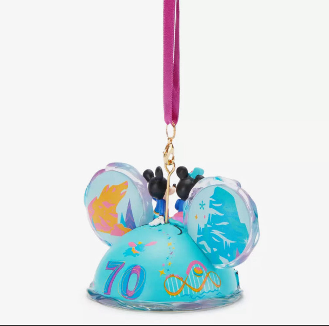 Disneyland 70th Anniversary Mickey and Minnie Mouse Ear Hat Ornament