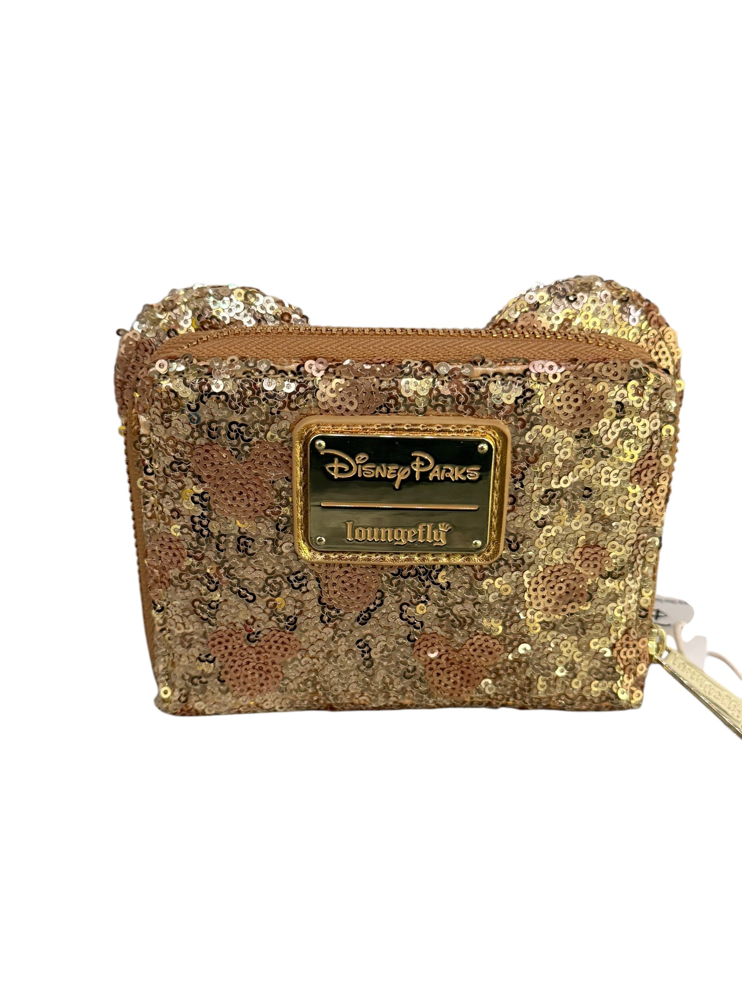 Disney Parks Minnie Mickey Gold Sequin Loungefly Wallet