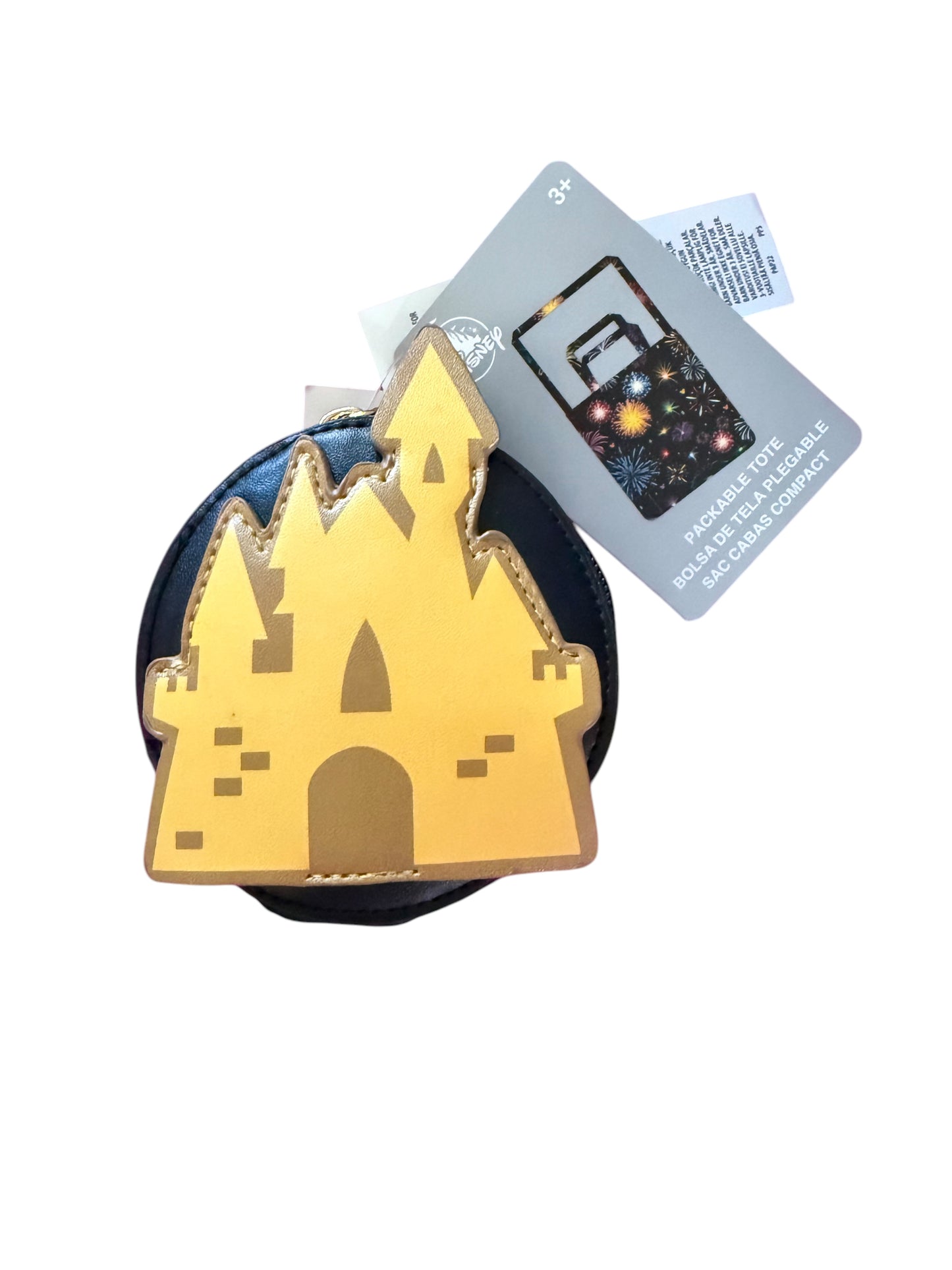 Disney Castle Fireworks Reusable Packable Tote Bag Keychain Clip