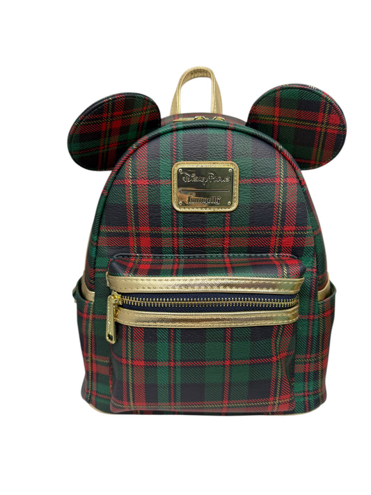 Disney Parks Mickey Plaid Loungefly Backpack Purse