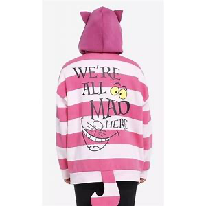 Disney Cheshire Cat Alice In Wonderland Zip Hoodie Jacket With Ears And Tail Medium