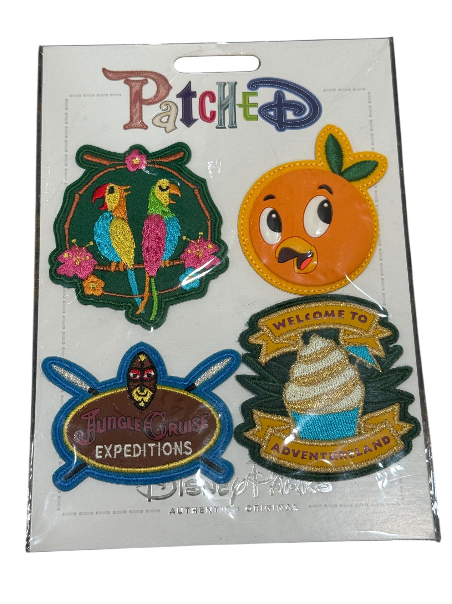 Disney Magic Kingdom Adventureland Patch Set-Tiki Bird, Orange Bird, Dole Whip