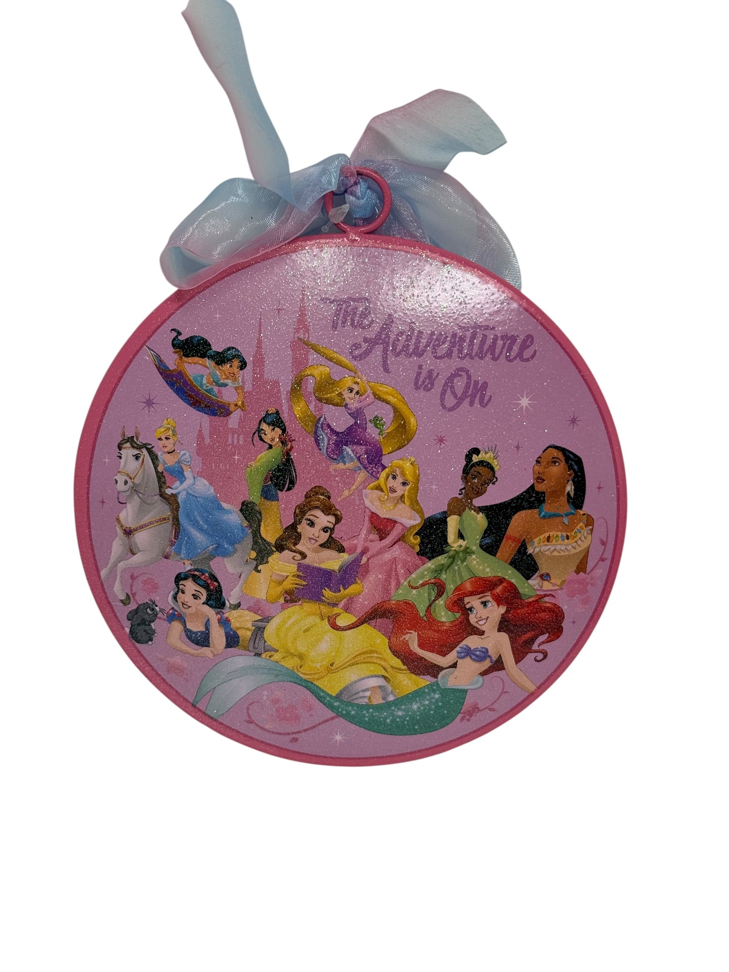 Disney Princess Glitter Disc Ornament Purple Pink-Destined for Greatness-6”