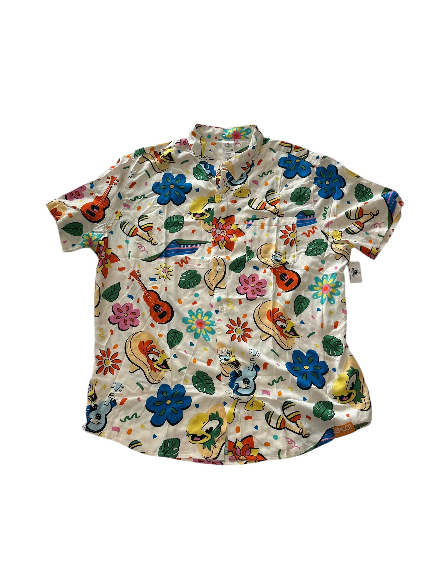 Disney Epcot Mexico Three caballeros Woven Button Shirt