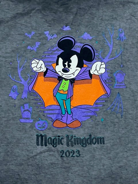 Disney Mickey’s Not So Scary Halloween Castle & Vampire Mickey Shirt-Grey