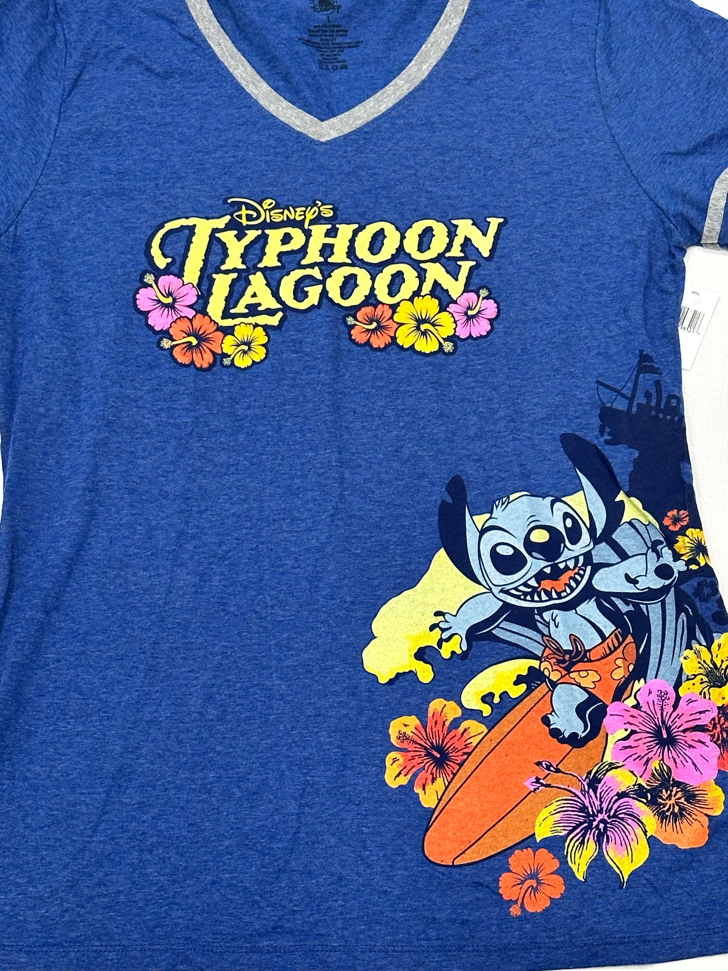 Disney Typhoon Lagoon Stitch Ladies V Neck Shirt