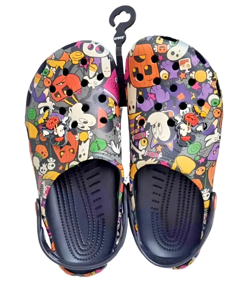 Disney Parks Happy Halloween Mickey Pumpkin Adult Clogs Crocs World of Treasures