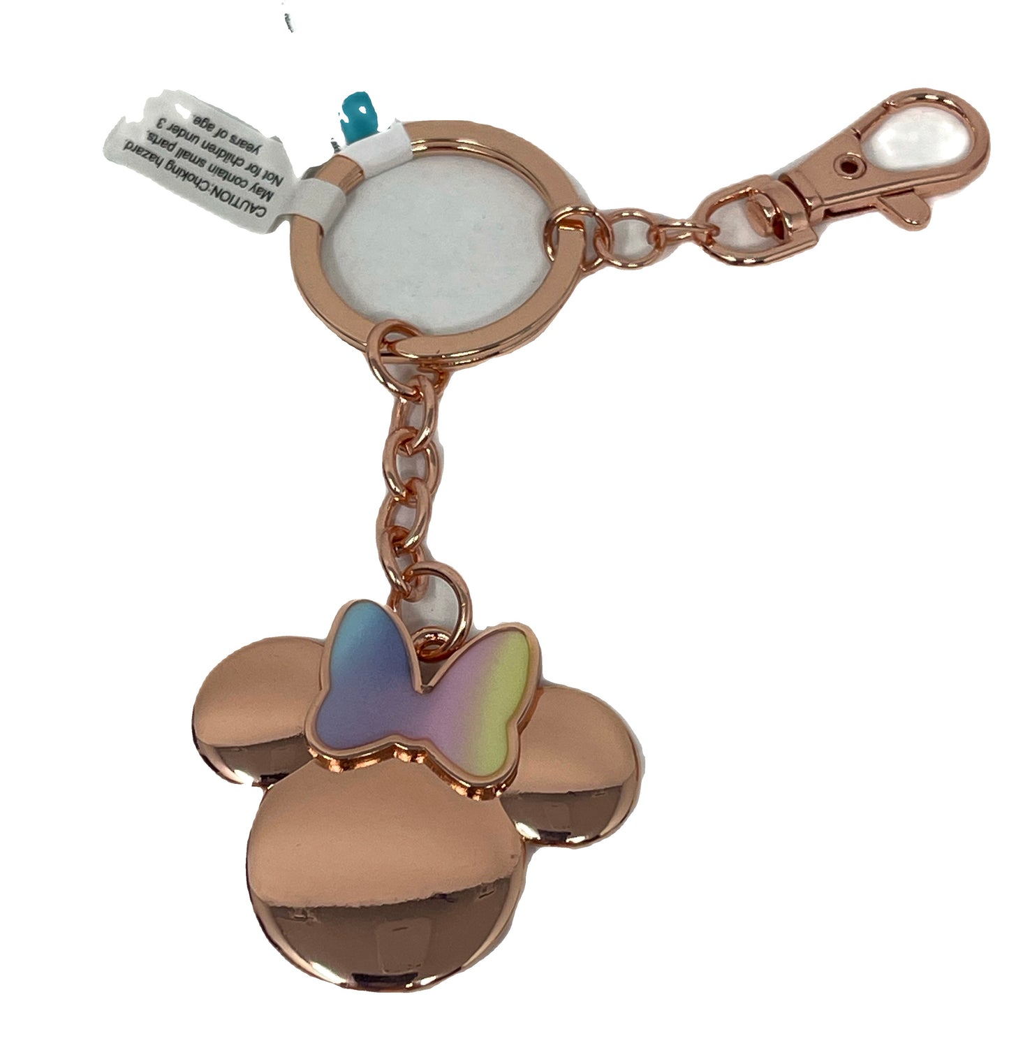 Disney Minnie Mouse Rose Gold with Tie Dye Bow Keychain Clip
